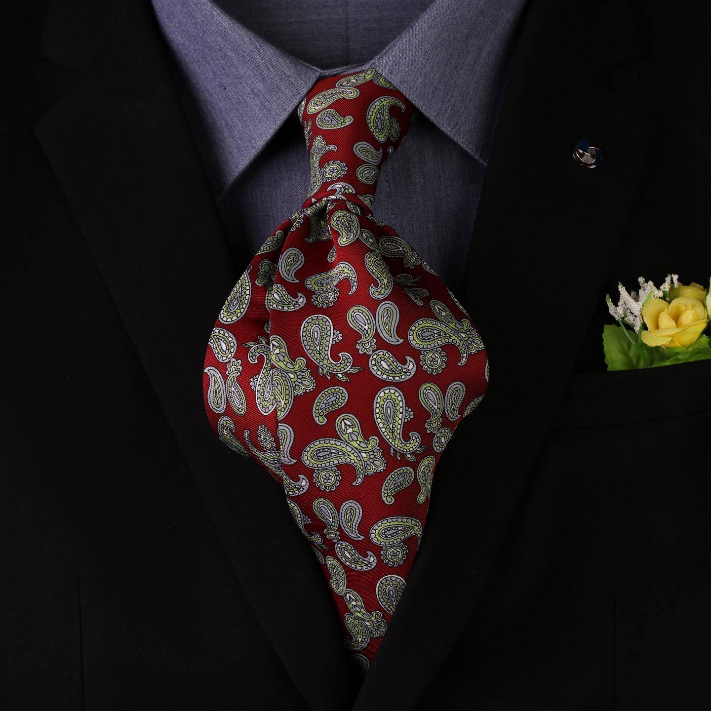 复10CM红色腰果手打领带箭头型宽版新郎结婚1125w