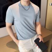 短袖 T恤2026夏季 薄款 男士 休闲百搭纯色高级感圆领修身 帅气T0207r