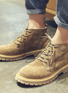 马丁靴男冬季加绒高帮鞋潮流复古休闲短靴中帮英伦风工装靴1103r