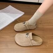 内增高厚底勃肯鞋 包头拖鞋 女外穿2026新款 春季 懒人博肯鞋 半0127z