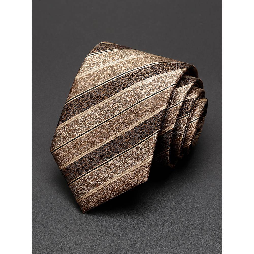 男士领带棕色花纹正装商务衬衫手打结婚新郎婚礼感1120z