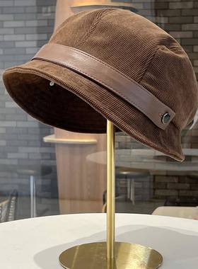 2026新款灯芯绒渔夫帽子女大头围堆堆帽秋冬季防寒保暖百搭0117k