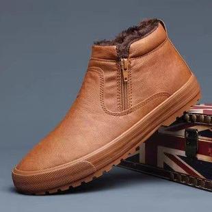 1226z 加绒保暖高帮靴一脚蹬马丁靴休闲鞋 秋冬男皮鞋 2025新款