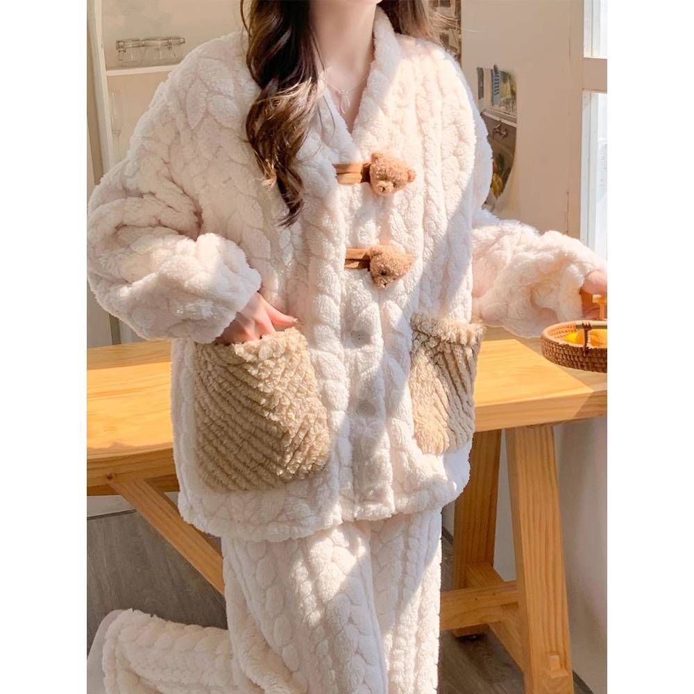 衣珊瑚绒月子服季加厚甜美孕产后哺乳孕期专用加肥冬款新款1110k