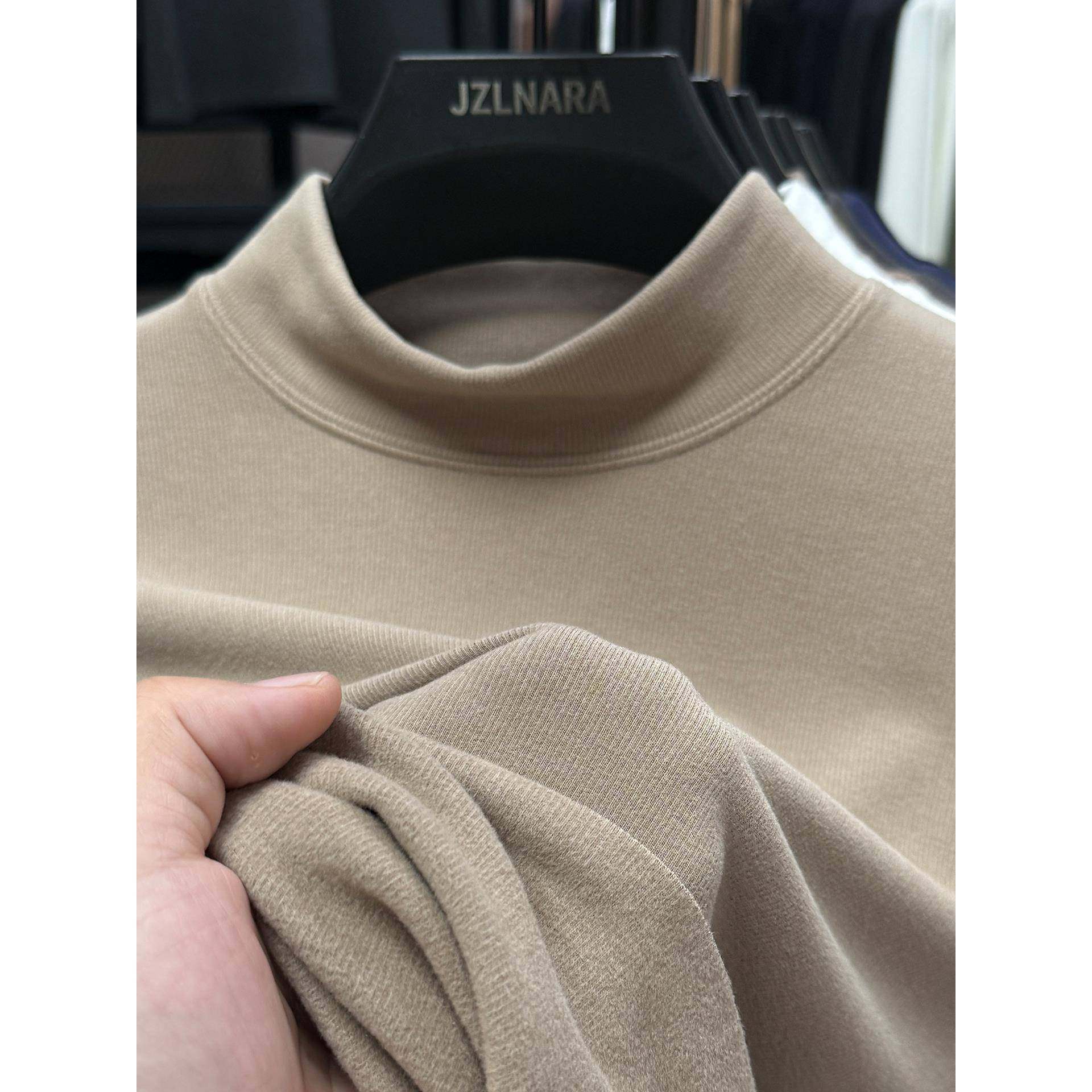 秋冬男士德绒打底衫无痕肌理感半高领弹力保暖内搭修身一体1216k