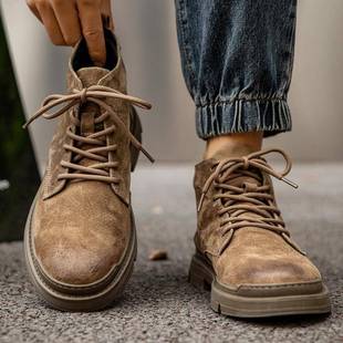 靴1226z 百搭工装 秋冬马丁靴男高帮鞋 透气英伦风潮流中帮覆古韩版