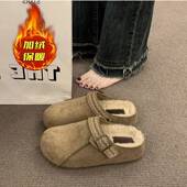春季 覆古保暖博0127z 女2026新款 厚底内增高加绒勃肯鞋 包头半拖鞋