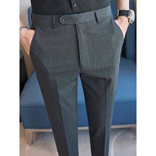 男休闲裤西裤秋士新高端九分裤时髦百搭小脚修身裤，0202k
