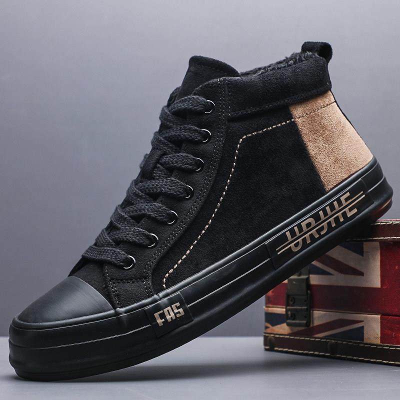 春秋2026新款男士高帮帆布鞋百搭潮流休闲鞋系带板鞋加绒保0123z,流行男鞋,时尚休闲鞋,淘宝优惠券,粉丝福利购,淘宝优惠卷