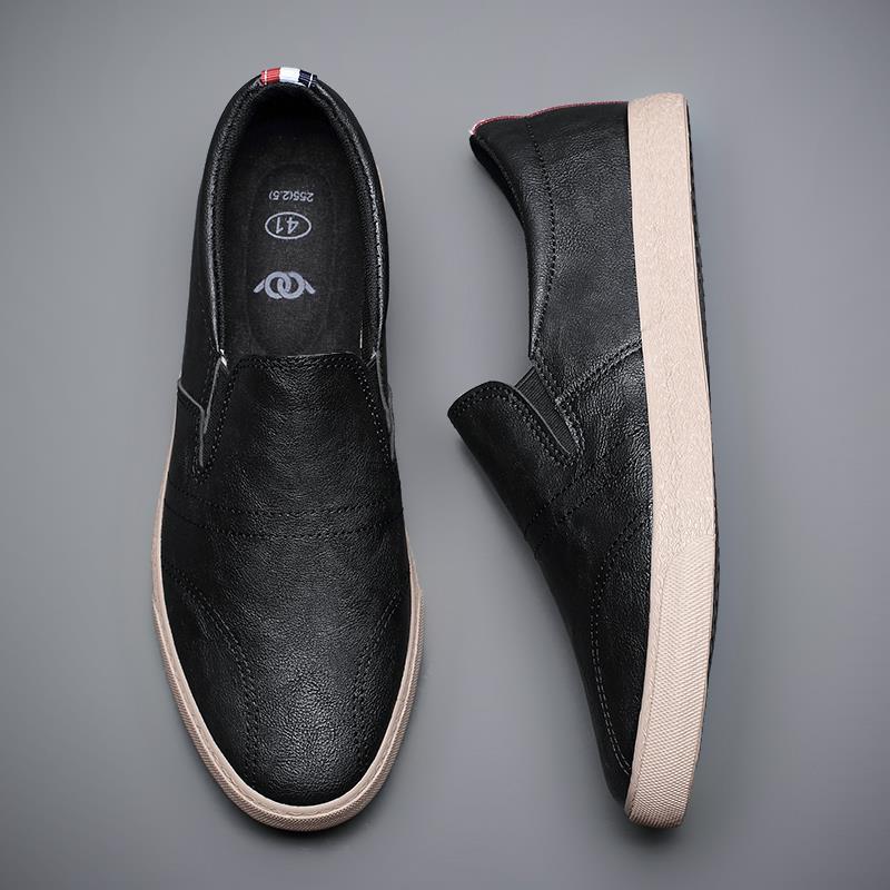 2025新款男鞋秋冬潮鞋休闲皮鞋一脚蹬懒人板鞋英伦皮面1030r
