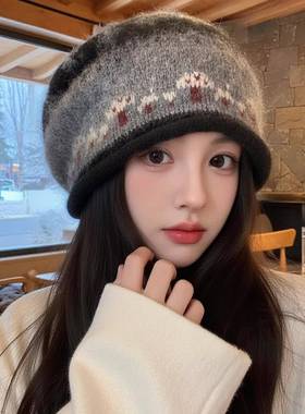 费岛风卷边堆堆帽子女2026新款秋冬季防寒保暖显脸小慵懒风0117k