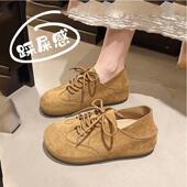 系带勃肯鞋 女2026新款 磨砂反绒皮女鞋 春季 休闲厚底覆古单鞋 0127z