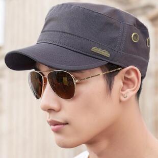 春季平顶帽男款帽子中年短檐鸭舌帽旅游老头男式春秋单帽男0227u