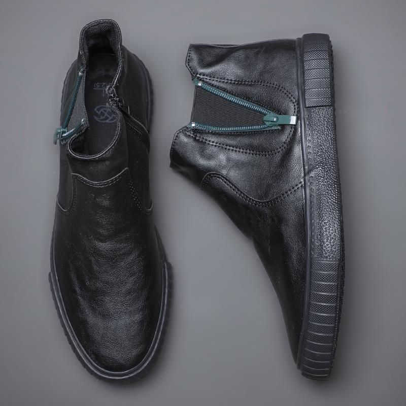 2025秋冬新款英式高帮男士休闲皮鞋韩式多功能时尚1030r