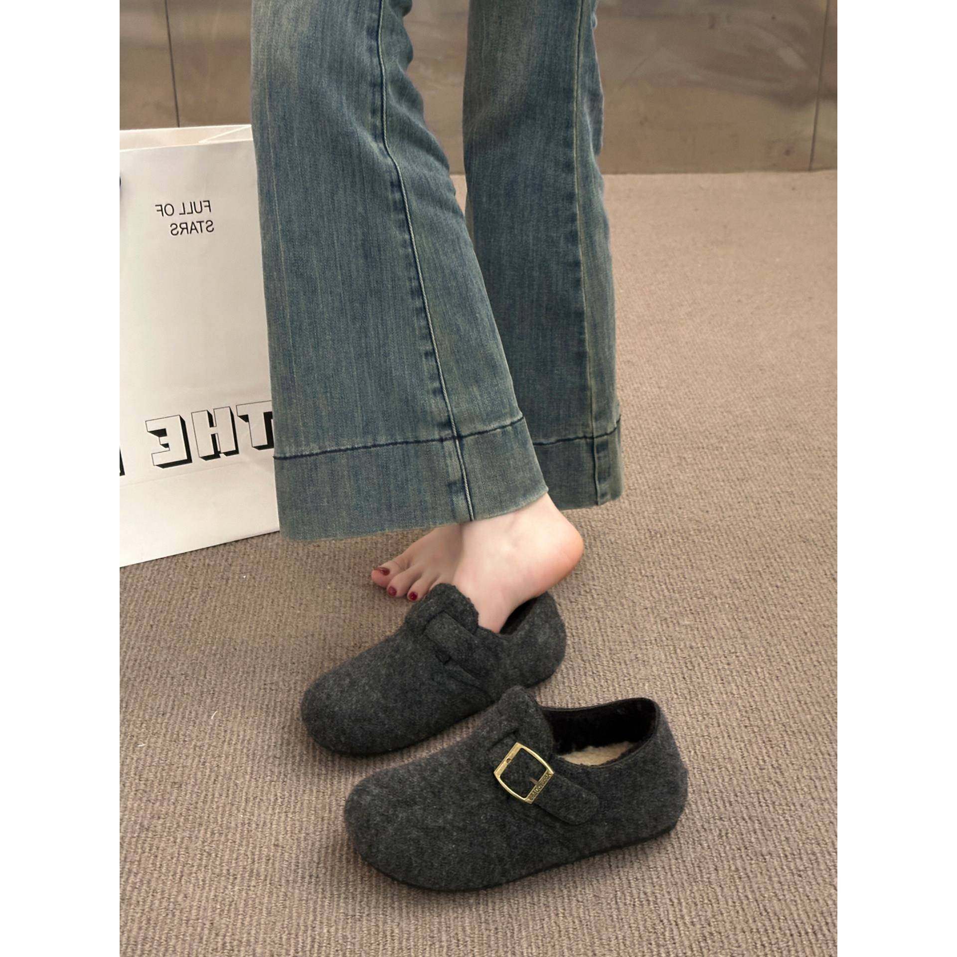 加绒灰色全包勃肯鞋女2026春秋新款一脚蹬厚底毛毛鞋保暖棉0115w,女鞋,勃肯鞋/软木鞋,淘宝优惠券,粉丝福利购,淘宝优惠卷