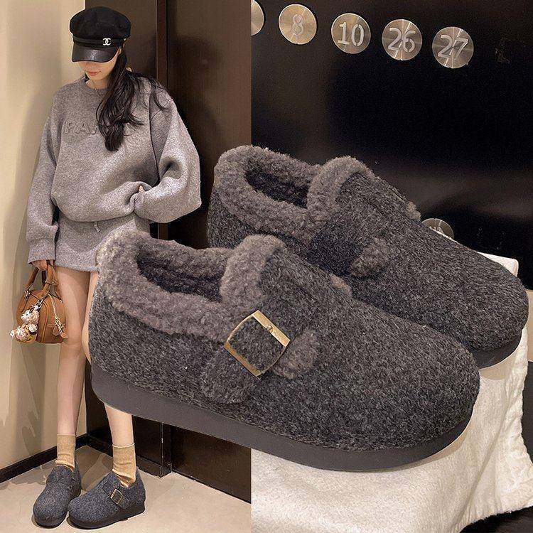 勃肯鞋女春秋加绒加厚保暖棉鞋2026年新款厚底内增高穆勒靴0115w,女鞋,勃肯鞋/软木鞋,淘宝优惠券,粉丝福利购,淘宝优惠卷