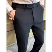 男商务休闲百搭长裤 括垂感修身 小脚西装 松紧腰条纹西裤 裤 0204w