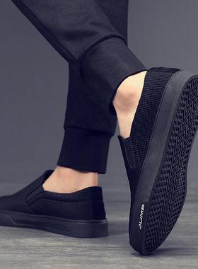 男鞋春季2021新款帆布鞋休闲透气老北京布鞋一脚蹬懒人豆豆0110r