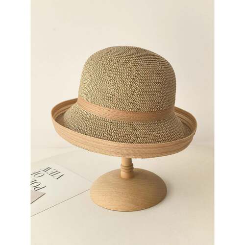 遮阳帽2026新款草编渔夫帽子女夏季防晒薄款显脸小海边沙滩0406k