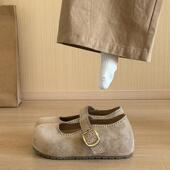 女2026新款 春季 风厚底内增高勃肯鞋 磨砂皮百搭休闲玛丽珍单0127z