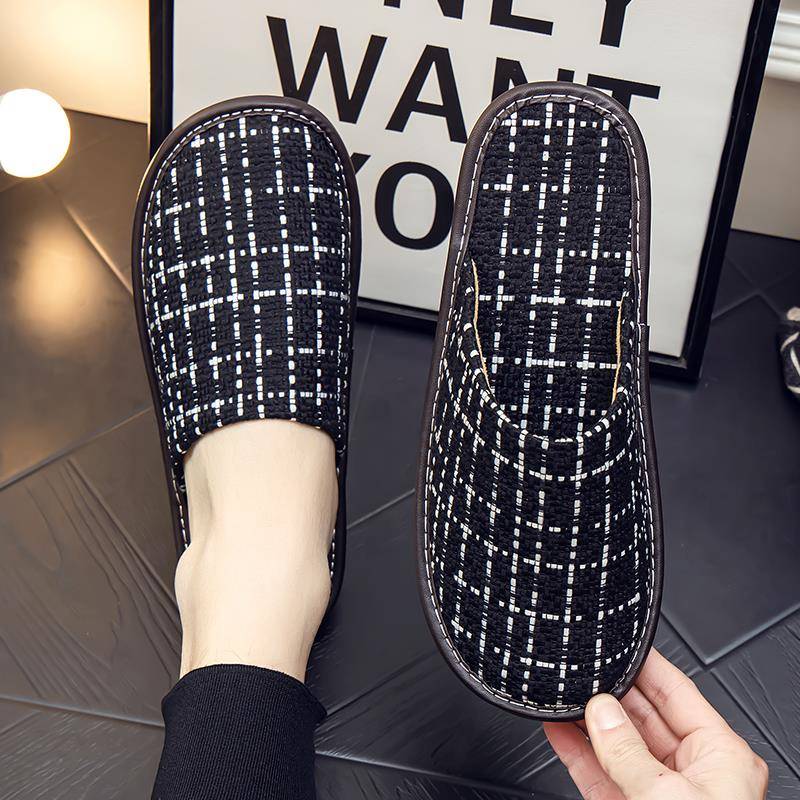 秋冬日式布艺拖鞋男女室内家居家用木地板防滑软底棉拖1027z