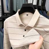 T恤男春季 高端中年男士 翻领POLO衫 长袖 爸爸装 上衣0128w