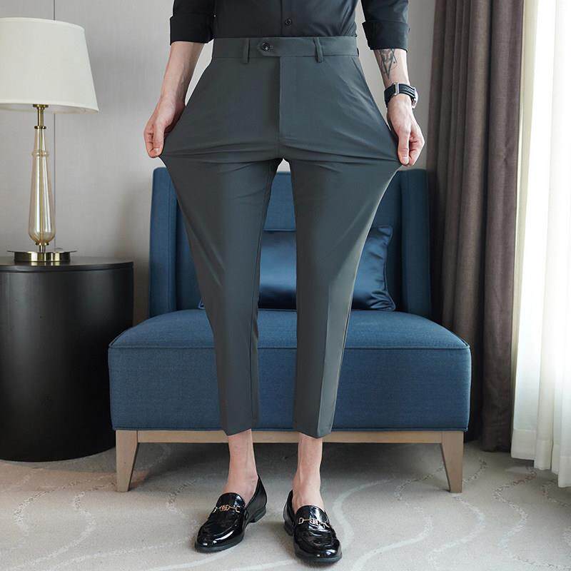 高弹九分西裤男春夏修身小脚商务休闲免熨烫西装裤子0204w