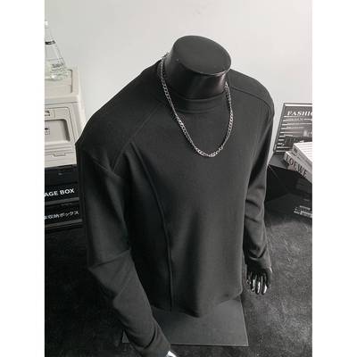 冬男士德绒打底衫解构双面绒男款冬季加厚保暖黑色内搭上衣1212k