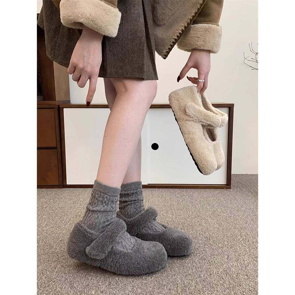 内增高厚底加绒勃肯鞋女2026春秋新款玛丽珍毛毛鞋保暖棉单0115w,女鞋,勃肯鞋/软木鞋,淘宝优惠券,粉丝福利购,淘宝优惠卷