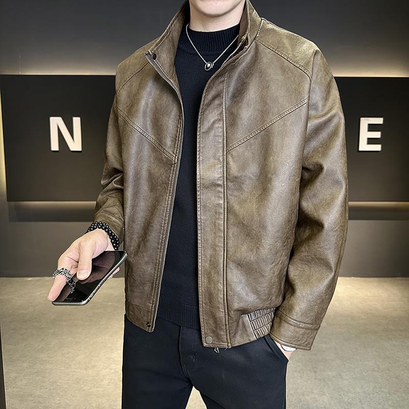 秋冬男士皮衣夹克2025新款潮流帅气机车服立领宽松休闲外套1015z