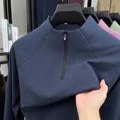 春季 T恤0128w 双面绒长袖 德绒立领半拉炼卫衣男宽松大码 爸爸装