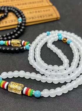 新中式六字箴言佛珠多圈文玩手串男女108颗开运国风手链