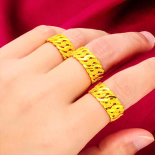 闭口麻花戒指戒指 越南沙金情侣款 女生戒指男士 款 指环全新 男女款