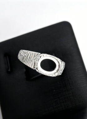 包边蛋面7x9mm 椭圆空托简约素面 个性羽翼翅膀时尚活口戒指女