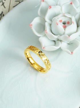 越南沙金锤纹爆闪碎冰纹戒指环轻奢小众设计感男女情侣对戒铜尾戒