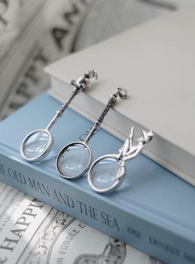 纯银吊坠放大镜小熊女巫元素进口小众复古风个性项链挂坠