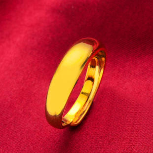 24K镀沙金金情侣 新款 越南指环开口女士 戒指 加宽厚金 满天星男式