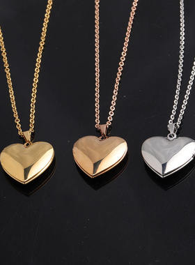 新款 不锈钢桃心像盒形相盒吊坠照片名字爱心相盒项链十字链