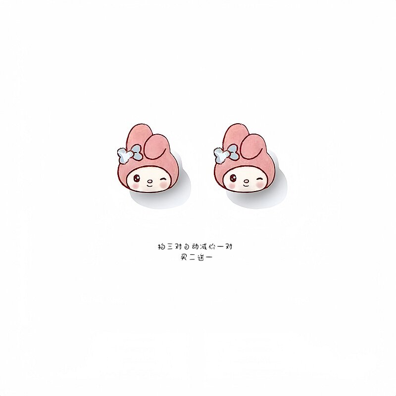 可爱卡通美乐蒂耳钉女无耳洞