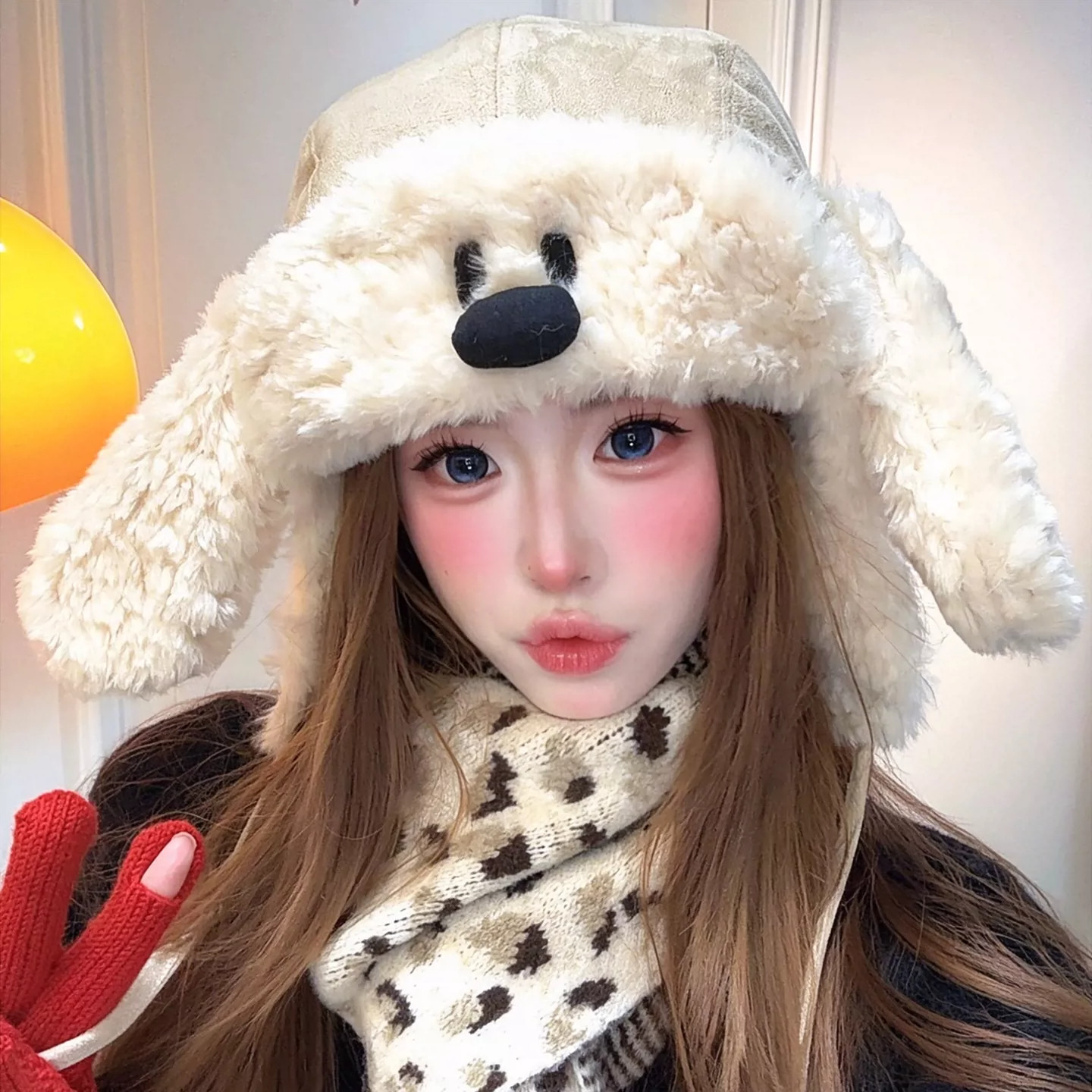 可爱小狗毛绒保暖护耳雷锋帽女