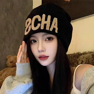 大头围帽子新款时尚潮流针织堆堆帽女冬季户外徒步保暖护耳包头帽