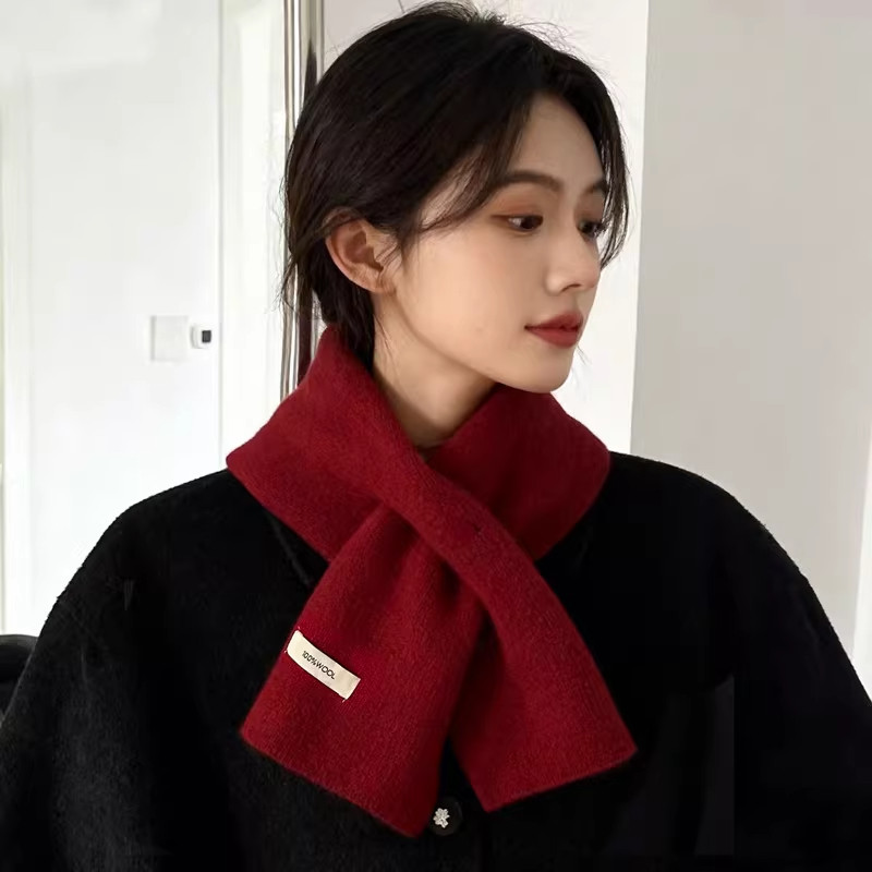 100%羊毛短款小围巾韩系氛围感女