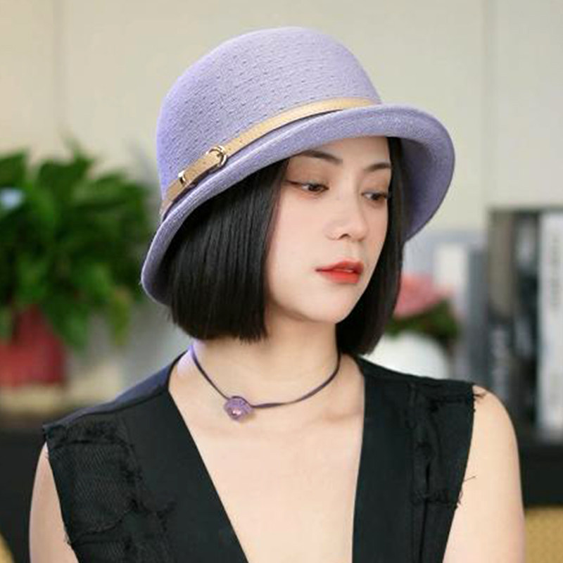 卷边帽子女款2026新款时尚洋气小礼帽气质百搭防晒帽遮阳帽太阳帽
