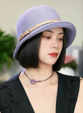 赫本风卷边渔夫帽女夏季防晒