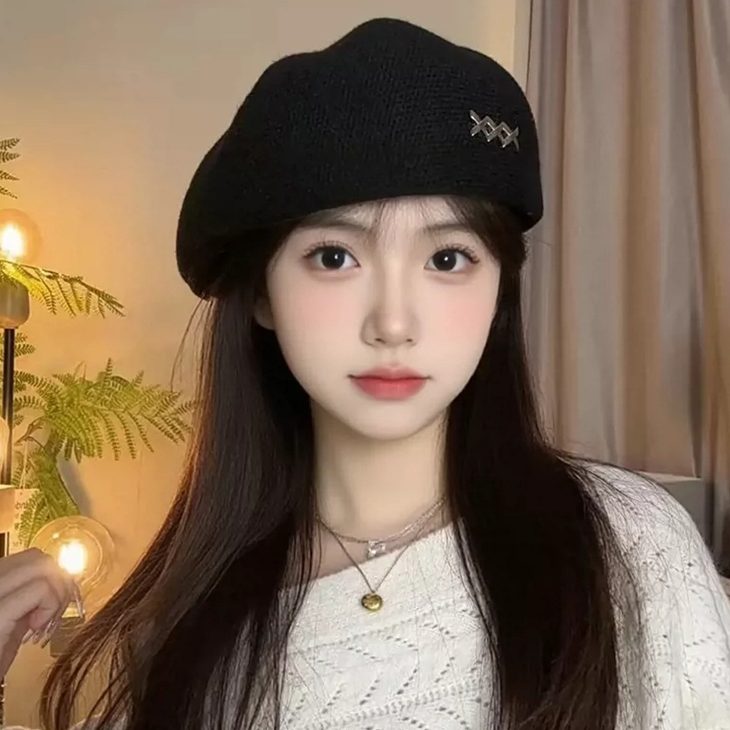 韩版复古黑色毛呢贝雷帽冬季帽子女款保暖百搭显脸小前进帽画家帽
