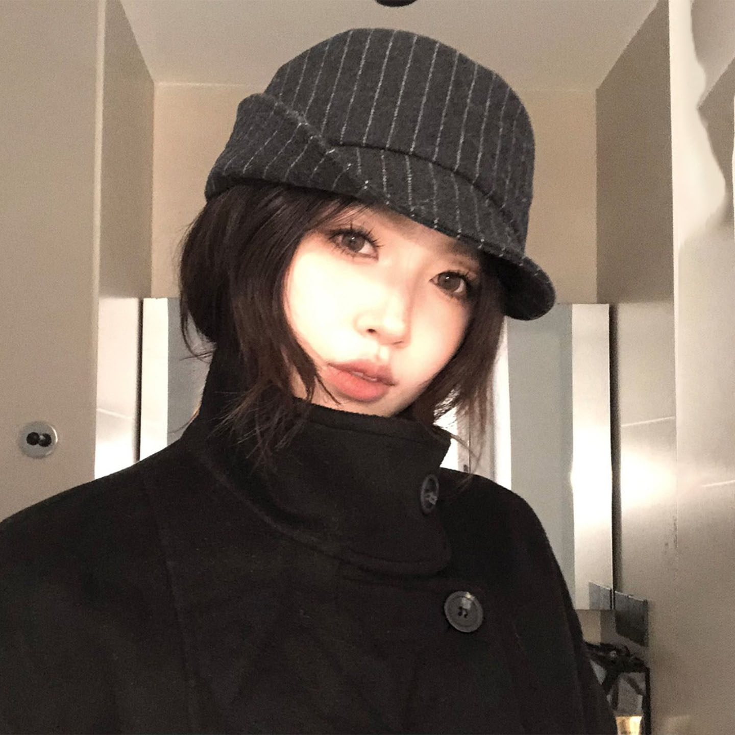 韩版复古条纹马术帽冬季女显脸小
