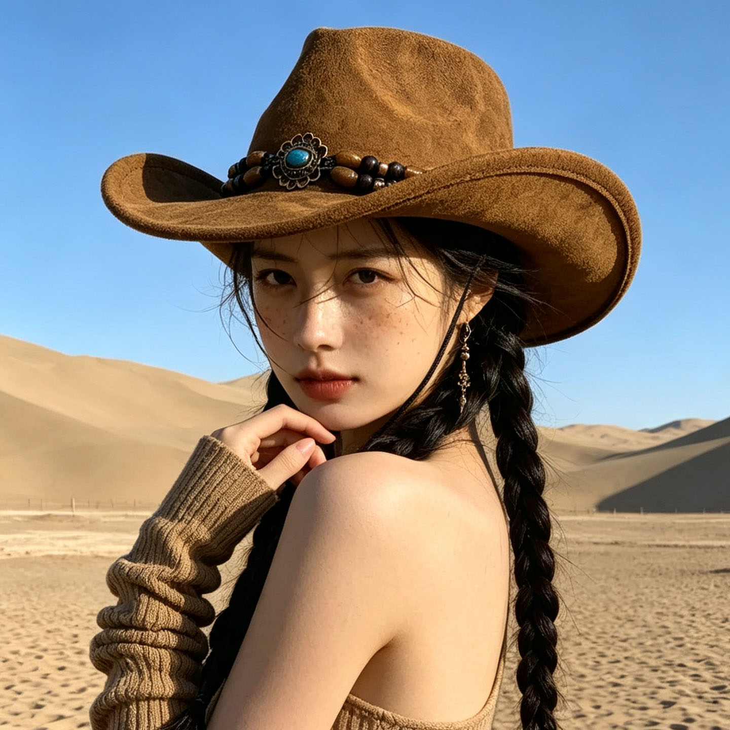 秋季女款西部牛仔防晒渔夫帽