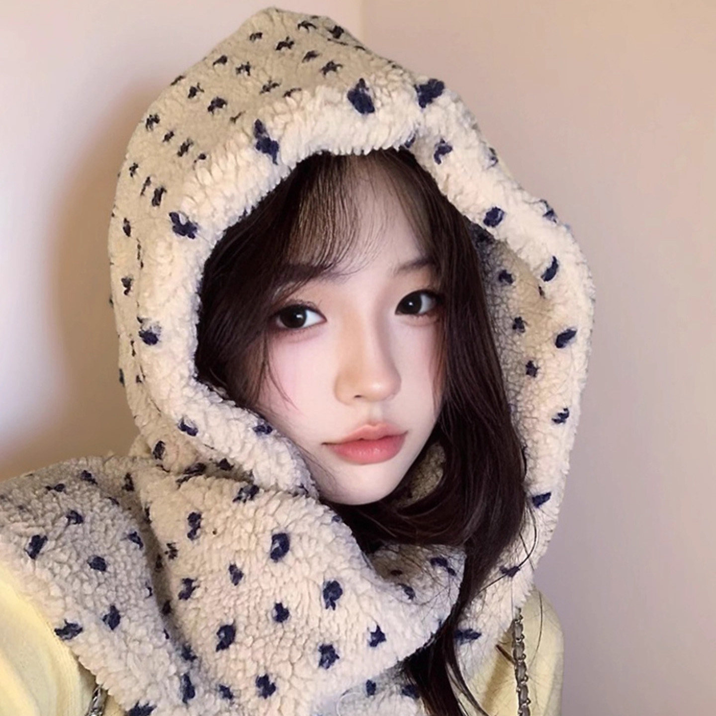 韩系氛围感围巾一体保暖套头帽女