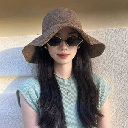手工编织渔夫帽夏季帽子女款2026新款防晒帽遮阳帽海边太阳帽草帽