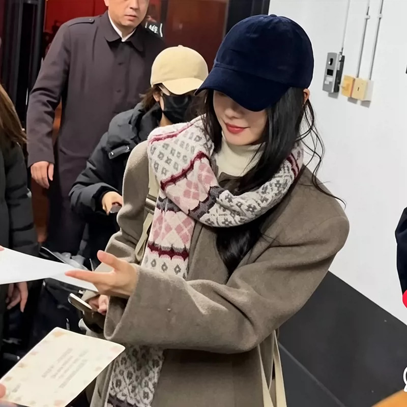 费尔岛几何流苏保暖围巾女秋冬